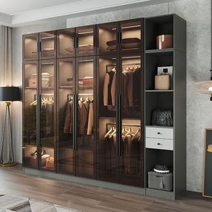 Meubles de chambre à coucher de style minimaliste, design moderne, placard avec <span class=keywords><strong>porte</strong></span> <span class=keywords><strong>coulissante</strong></span> en verre, armoire de rangement pour vêtements, armoires de chambre à coucher - Product Image 6