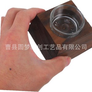 Cross-border wooden minimalist European retro <b>black</b> wooden trapezoidal <b>candlestick</b> Christmas wedding home candle - Product Image 4
