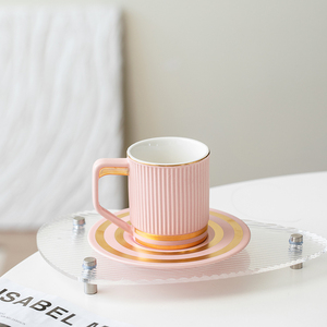 Fashion Light Luxury Gold Striped 240Ml 8Oz Afternoon Tea <b>Cup</b> Tea <b>Cup</b> and Saucer Set Personalized Mugs <b>Ceramics</b> Mugs - Product Image 5
