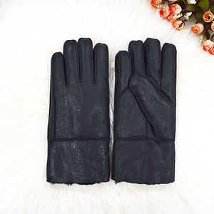 Handmade 100% Sheepskin <b>Fur</b> <b>Gloves</b> Winter Warm Soft Double Face Leather Thick Wool Lined Shearling <b>Fur</b> Cuff Cycling Casual - Product Image 2