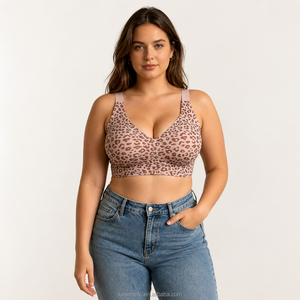 Reggiseno modellante <span class=keywords><strong>senza</strong></span> cuciture e <span class=keywords><strong>senza</strong></span> <span class=keywords><strong>ferretto</strong></span> da donna, pronto per la spedizione, con supporto e contenimento, anti-cedimento, a coppa intera, con stampa leopardata, modello Jelly Bra - Product Image 6