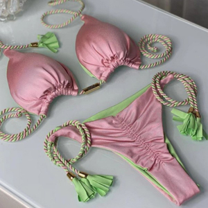 YY6537 Bikini Brasileño Hecho a Mano en Rosa Neón - Product Image 1
