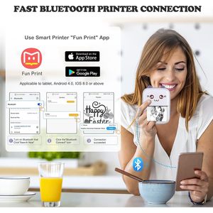เครื่องพิมพ์พกพา Bakoor Mini ขนาด 57x30 มม. แบบพกพา ใช้ความร้อน เชื่อมต่อ Bluetooth สำหรับพิมพ์สติกเกอร์ โน้ต และฉลาก - Product Image 2