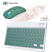 Set Keyboard dan Mouse Nirkabel Ultra-tipis, Keyboard Bluetooth Warna-warni Mini Yang Dapat Diisi Ulang dengan Mouse untuk PC Ponsel Tablet Laptop