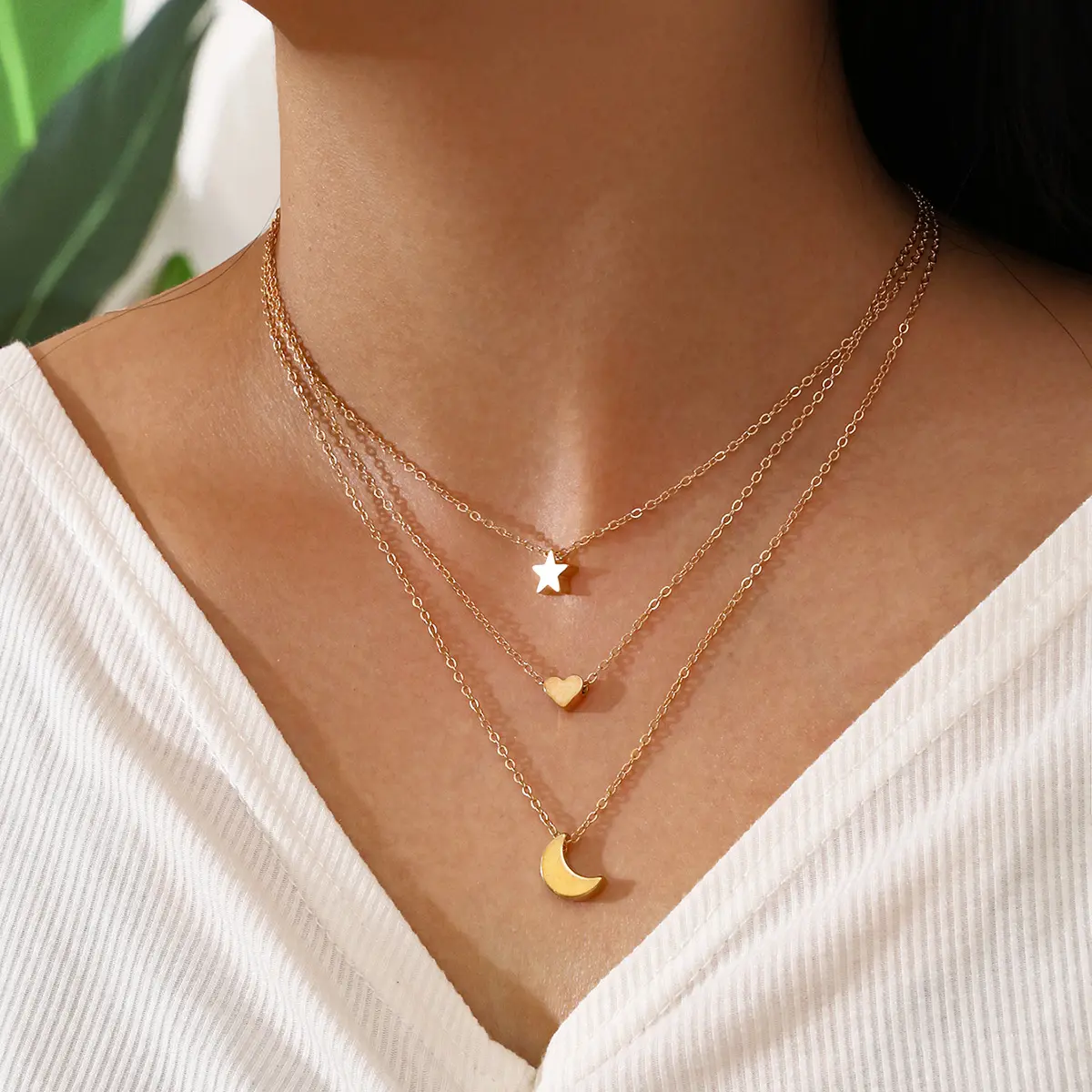Groothandel Roestvrij Metalen Vlinder Multi-layer Choker Eenvoudige Pentagram Gouden Ketting Brief Sieraden Voor Vrouwen