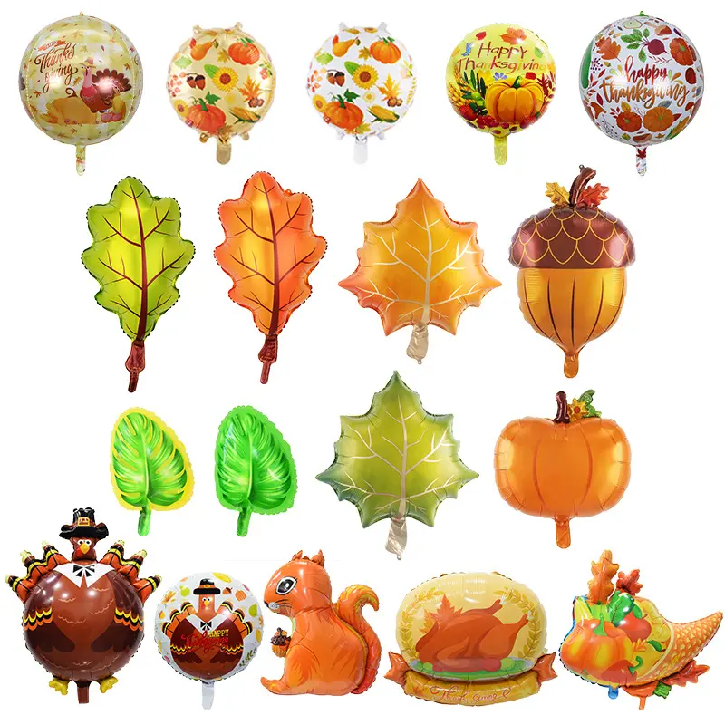 Wholesale Alibaba Inflatable Pinecone Pumpkin Maple leaf Shaped Mylar Helium Foil Balloon For Thanksgiving Decorations 2023