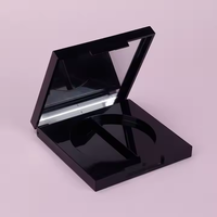 Étui cosmétique portable haut de gamme en plastique PVA doré métallisé, vide, avec miroir, pour fard à joues, poudre libre et illuminateur
