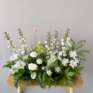Disegno floreale bianco matrimonio fiore artificiale corridore decorazione evento tavolo corridoio fiore corridore - Product Image 3