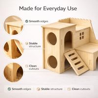 Maison-labyrinthe en bois écologique pour hamster avec toboggan et cabane à double étage - Jouet autonome pour le soin des griffes pour petits animaux
