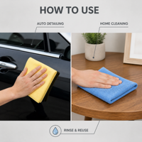 Serviettes de detailing auto en microfibre tricotée sans bords 350 g/m², séchage rapide, super absorption d'eau, pour le lavage de voiture, l'entretien domestique et la cuisine
