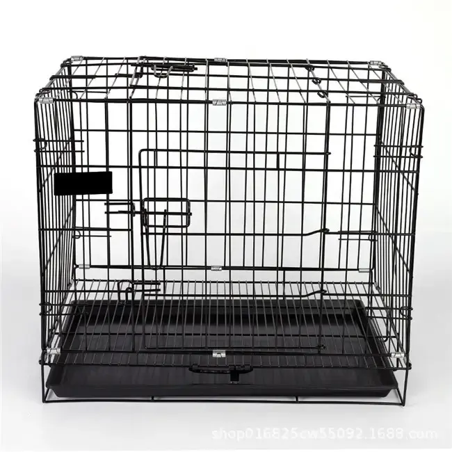 Factory Direct Sale Classic Black Steel Wire Four Sizes Option Foldable Pet Cages for Dog and Cat