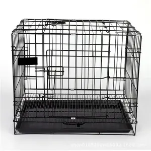Venta directa de fábrica, alambre de acero negro clásico, opción de cuatro tamaños, jaulas plegables para mascotas para perros y gatos