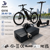 Chargeur de batterie au lithium Joyun 29,4 V 5 A 168 W avec prise GX16 pour vélo électrique, trottinette électrique, charge rapide, adaptateur secteur AC/DC