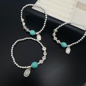 Bracelet en argent sterling S925 avec breloque en pierre naturelle, bijoux porte-bonheur pour femmes, attirant la richesse, à porter tous les jours - Product Image 1