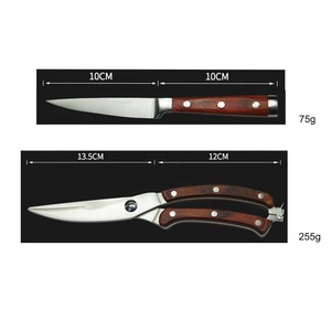 Lot de 9 couteaux <span class=keywords><strong>japonais</strong></span> forgés en acier inoxydable avec manche en <span class=keywords><strong>bois</strong></span>, <span class=keywords><strong>ciseaux</strong></span> de chef, couteau à découper le pain, couteau à désosser, vente en gros - Product Image 6