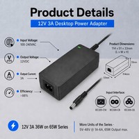Adaptateur d'alimentation à découpage 12V 3A 36W pour haut-parleur, moniteur LED LCD, routeurs, caméra CCTV, imprimante, HUB – Adaptateur secteur AC DC 12V 3A