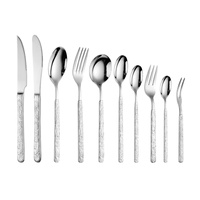 Hochwertiges Westliches Dreiteiliges Metall-Besteckset Steinmuster-Design Luxuriöses Retro-Design Edelstahl Löffel Gabeln Kaffeebesteck