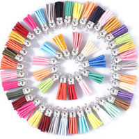 200Pcs 36mm זהב רסיס זמש פו עור ציצית עבור Keychain רצועות נייד תכשיטי Diy תליון קסמי מציאת