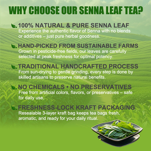 Sachets de thé pur à base de feuilles de <span class=keywords><strong>séné</strong></span> 100 % naturelles – Soulage la <span class=keywords><strong>constipation</strong></span> et favorise la détoxification digestive - Product Image 6