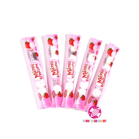 Vente en gros de barbe à papa de forme ronde bonbons halal saveur fraise confiture fourrée guimauve blanche