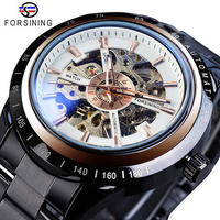 Forsining montre Steampunk Design mode affaires robe hommes montre top marque de luxe en acier inoxydable montre squelette automatique
