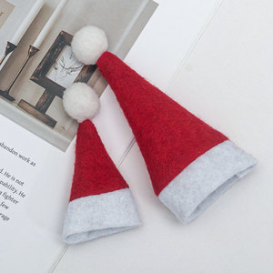 Mini-couvre-bouteilles de <span class=keywords><strong>vin</strong></span> en feutre en forme de chapeau de Père Noël, petite écharpe de Noël pour bouteille de <span class=keywords><strong>vin</strong></span>, couverts, sucettes, décoration de table de Noël - Product Image 4