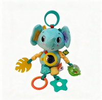 Jouet hochet et anneau de dentition en peluche pour bébé, motif éléphant bleu, OEM, pendentif de poussette, porte-clés, couleur et logo personnalisables, vente en gros