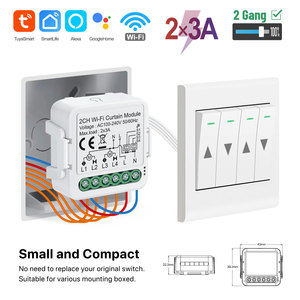 Mejor <span class=keywords><strong>Precio</strong></span>, Imprescindible Toma de Línea Fase y Neutro, Asistencia por Voz, Módulo de Cortina Inteligente Tuya Wi-Fi 2 Canales Sin RF PST-C02 - Product Image 3