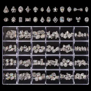 3D Luxe Beroemde Merk Sieraden Designer Nail Charms Metal Nail Rhinestones Decoratie Voor Nail Diy