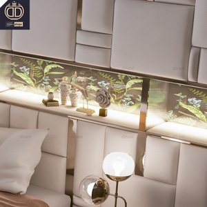 Meubles de chambre à coucher principale de luxe moderne de haute qualité <span class=keywords><strong>Lit</strong></span> géant avec éclairage LED Étagère de rangement unique <span class=keywords><strong>Lit</strong></span> avec tête de <span class=keywords><strong>lit</strong></span> très grande en cuir - Product Image 5