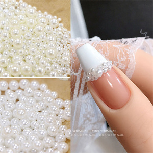 Hisenlee, cuentas de perlas acrílicas sueltas, Perla blanca, Material de relleno de resina sin agujeros para maquillaje de uñas, fundición de joyería de boda - Product Image 4