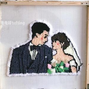 Tapis en tissu de polyester de coton 1m * 1m tissu de touffetage de maison anti-dérapant avec ligne de marquage tapis de moines à double brin en gris - Product Image 4