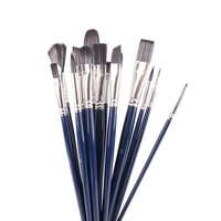 12 pièces adulte Art aquarelle huile Gouache acrylique peinture pinceaux avec poils en nylon manche en bois pour artistes OEM personnalisable