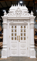 Porte d'entrée principale en teck de Birmanie de style antique, prix d'usine, pour salon, avec motif orné du Divin Seigneur Ganapathi, idéale pour une salle de prière.