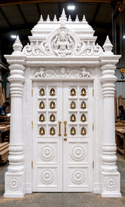 Puerta Principal de Teca de Birmania Estilo Antiguo para Sala de Pooja, con Adornos del Divino Señor Ganapathi, a Precio de Fábrica - Product Image 2