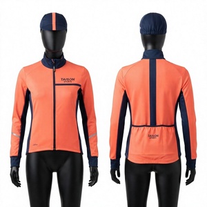Chaqueta de Ciclismo Unisex con Capucha de Forro Polar, Secado Rápido, Impermeable, Ecológica, Material de Poliéster/Rayón, Color Azul Coral - Product Image 1