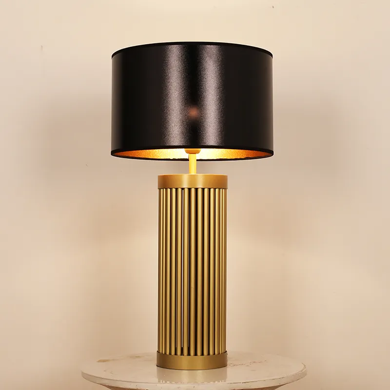 Goud Bamboe Metalen Tafellamp Beige Doek Lampenkap Woonkamer Tafellamp Slaapkamer Studie Leeslampjes
