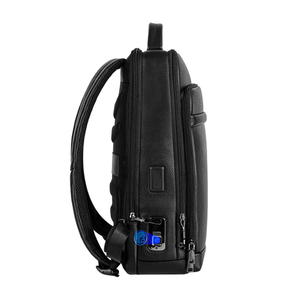 Bolso con bloqueo de huellas dactilares, bolso de cuero genuino multifunción personalizado, mochila inteligente antirrobo para ordenador portátil para hombres de negocios - Product Image 4