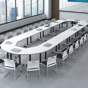 Scrivania Moderna per Sale Riunioni con Gambe in Lega di Alluminio, Scrivania da Ufficio Pieghevole e Mobile per Formazione - Product Image 2