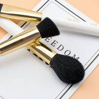 Kuas kecantikan untuk rias wajah kualitas tinggi rambut kambing sintetis set kuas rias Emas/putih kuas foundation bedak