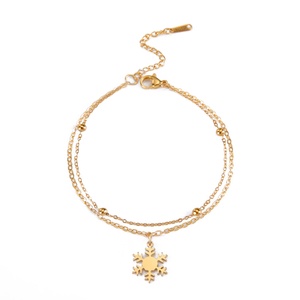 Gold Plated & Silver Stainless Steel Hollow Snowflake Charm Double-Layer Chain Bracelet | Festive Christmas Jewelry Gift - Product Image 1
