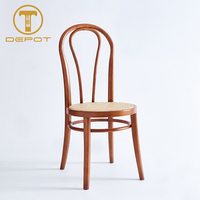 Chaise en bois de chêne en gros, style rétro, en bois courbé, en rotin, chaise à dossier haut