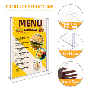 Dọc 8.5x11 rõ ràng hiển thị bảng đứng hai mặt t hình dạng tờ rơi chủ nhựa giữ giấy nhà văn phòng menu bán lẻ hiển thị - Product Image 2