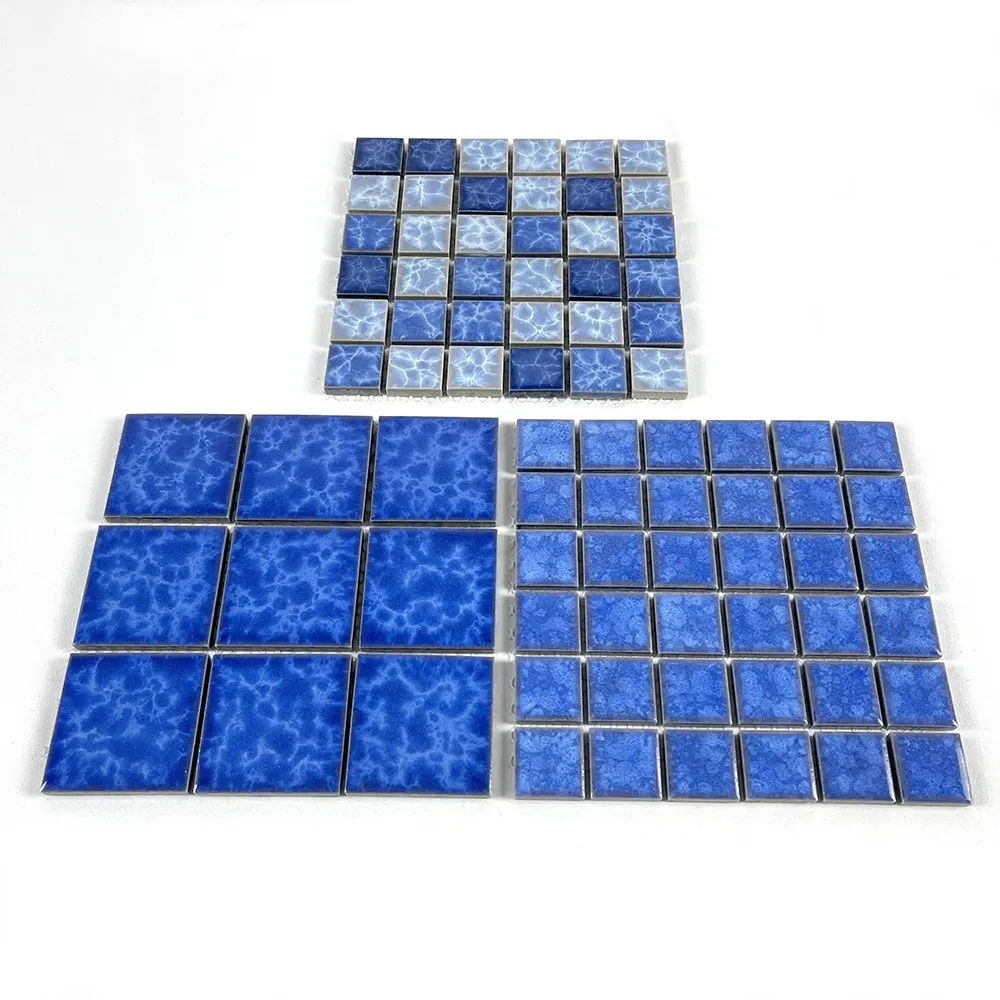 Cheap Price Foshan Supplier Square Shaped Kitchen Bathroom Floor Wall Blue Ceramic Mosaic Swimming Pool Tile