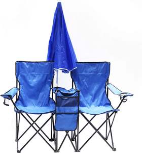 Venta al por mayor de sillas de campamento de playa plegables reclinables de doble asiento portátiles con paraguas y bolsa de hielo - Product Image 4