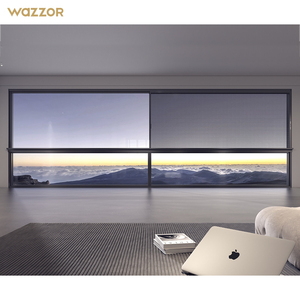 Раздвижное окно Wazzor, черное, с защитным тонированием, устойчивое к ураганам, алюминиевое, с двойным остеклением, ветрозащитное - Product Image 2