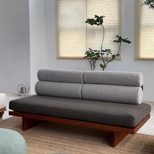 Sofá Islandés Recto Cuadrado Tapizado con Relleno de Espuma, Madera Sólida, Estilo Minimalista, para Sala de Estar y Uso Doméstico - Product Image 1