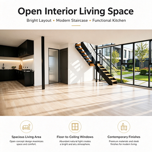 Casa Modular Moderna de 2 Pisos con Estructura de Acero, Gran Fachada de Vidrio, Diseño de Balcón, Directo de Fábrica, Instalación Rápida, Uso como Villa - Product Image 5