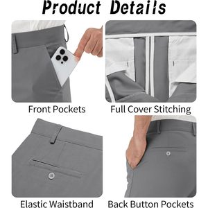 Pantalones de Vestir para Hombre, Corte Clásico, Frente Plano, Flexibles, de Poliéster y Algodón, Antiarrugas, para Oficina y Negocios - Product Image 4