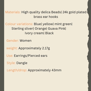 ต่างหูทองคำ 24K ลายดอกเดซี่ประดับลูกปัดแก้ว งานแฮนด์เมดสำหรับผู้หญิง แบรนด์ Namayo เหมาะสำหรับใส่ทุกวัน - Product Image 5